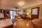 Lower level Family Room/Bedroom 4 with Queen sofa bed and 2 Twin beds